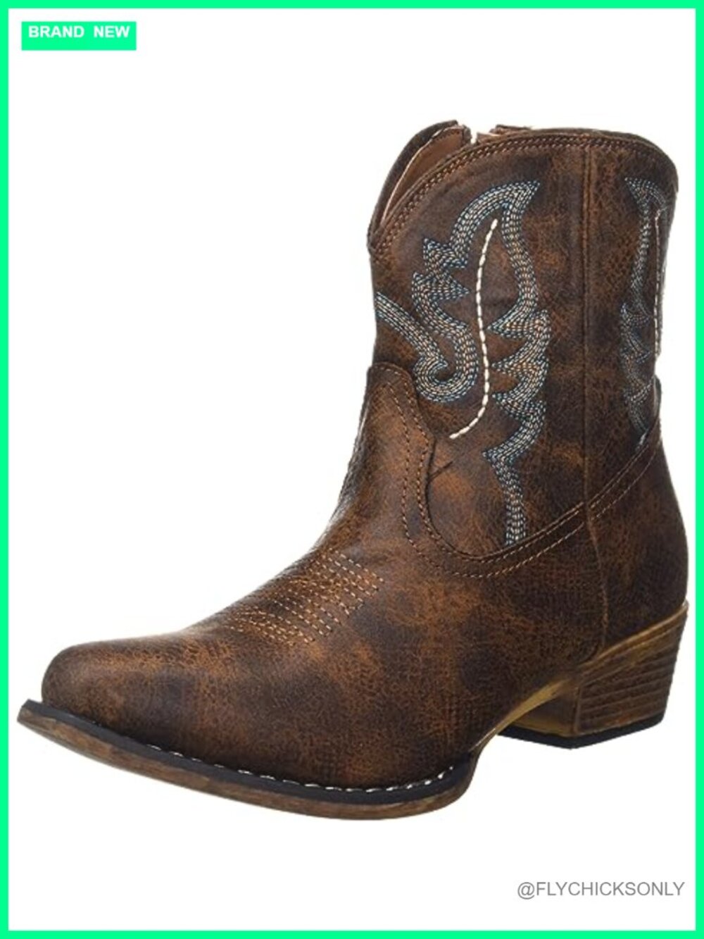 Womens Snip Toe Western Ankle Bootie with Textile Heel and Cushion Insole